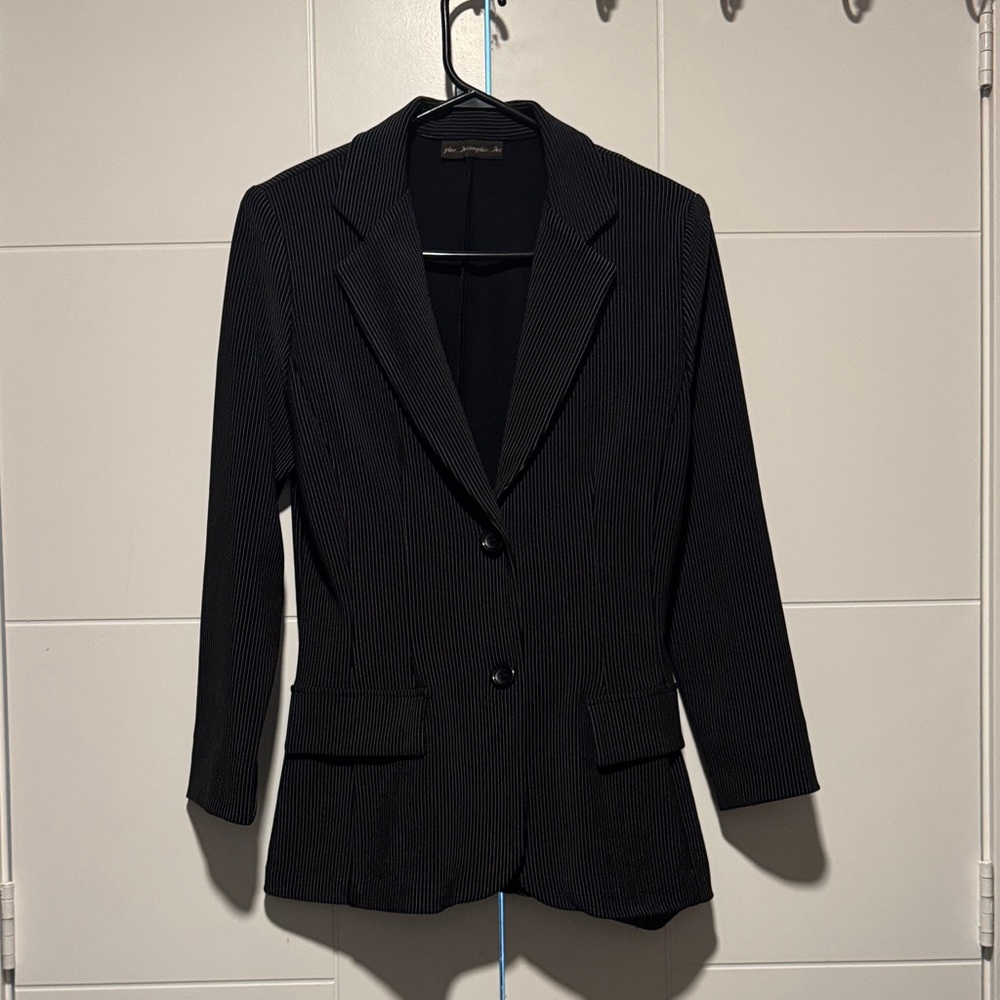 Women's Black Pinstripe Blazer - US S